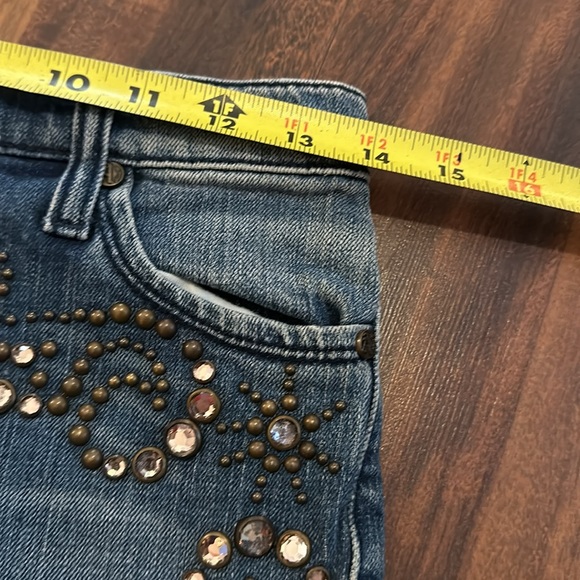 Vintage Allen B. Allen Schwartz Faded Embellished Flare Bell Bottom Jean size 26 - Picture 8 of 11